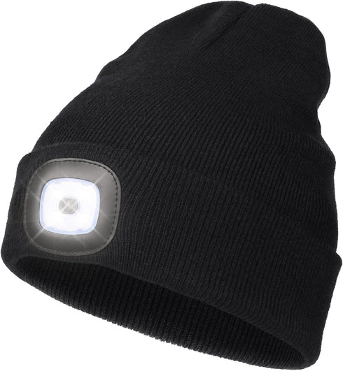 Rechargeable LED Beanie Headlamp Cap with 4 Lights for Men and Women...