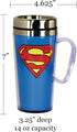Spoontiques - Insulated Travel Mug - Superman Logo Coffee Cup - Coffee Lovers Gift - Funny Coffee Mug - 15 oz - Blue...