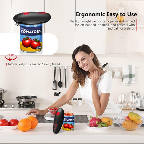 One-Touch Electric Can Opener Easy Open Any Can Sizes with Smooth Edge, Hands Free Battery Operated Electric Can Openers for Kitchen, Kitchen Gadg...
