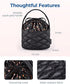 BAGSMART Barrel Drawstring Makeup Bag, Travel Toiletry Bag, Large Cosmetic Bag, Portable Make Up Bags for Women Toiletries Accessories Brush, Blac...