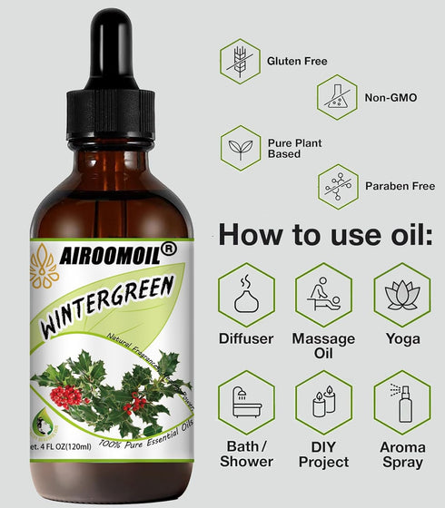 Wintergreen Essential Oil Pure Aromatherapy Fresh Minty Scent Oils for Diffusers Topical Winter Essential Oils 4 oz...