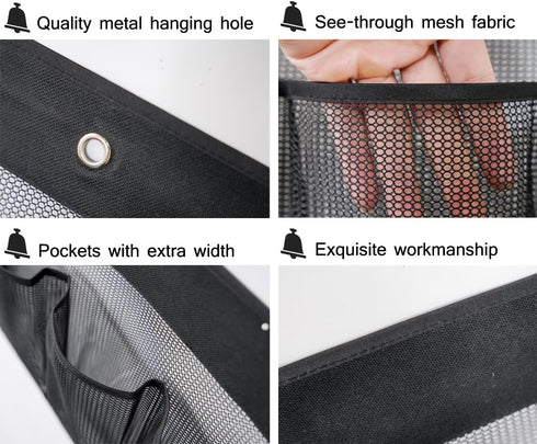 2 Pack RV Mesh Shoe Storage Pouches,Hanging Wide Organizer with 10 Pockets for Camper,Bedside Caddy for Shoes,Toys,Snacks and Household Accessorie...
