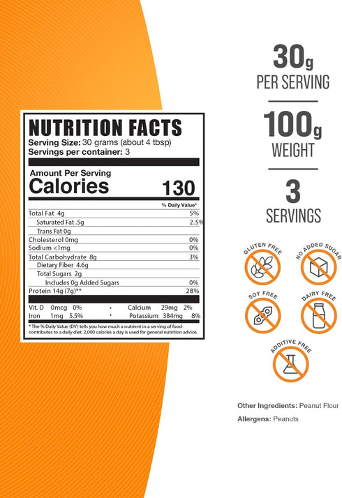 BulkSupplements.com Peanut Flour Protein Powder - Deffated Peanut Flour, Peanut Protein Powder - Peanut Protein Flour, Gluten Free, 30g per Servin...