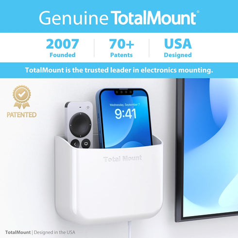 TotalMount Hole-Free Remote Holder – Eliminates Need to Drill Holes in Your Wall (for 2 or 3 Remote Controls – White – Quantity 1)...