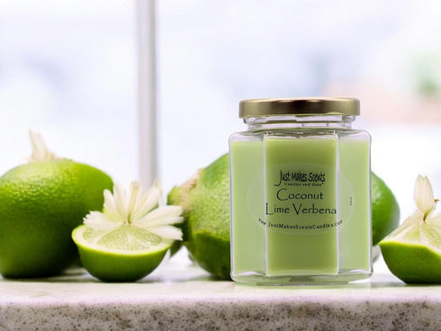Coconut Lime Verbena Scented Blended Soy Candle | Soft Floral Spring Fragrance | Hand Poured in The USA by Just Makes Scents...
