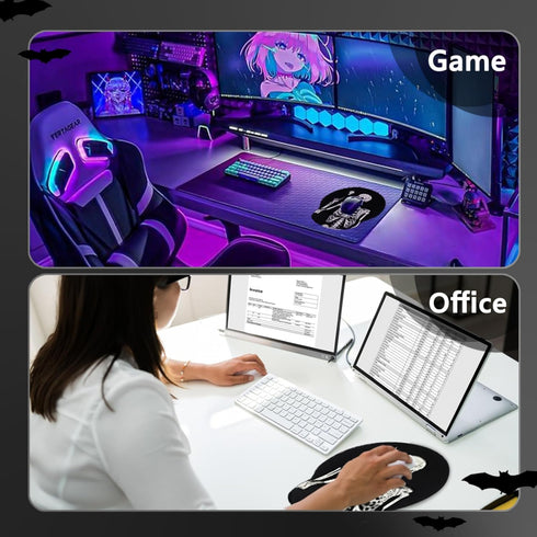 Ergonomic Mouse Pad with Wrist Rest Support, Gothic Skull Skeleton Black Small Mousepad with Non-Slip Pain Relief Rubber Base, Cute Gaming Mouse P...