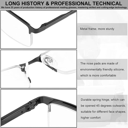 2-Pack Blue Light Blocking Reading Glasses Men Women Spring Hinge Computer Reading Glasses Metal Frame (Mixed Color, 3.5...