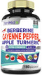 Cayenne Pepper Supplements Extract Capsules 6050mg, 180 Capsules & Berberine, Apple, Turmeric Curcumin, Bitter Melon, Ginseng, Milk Thistle| Suppo...