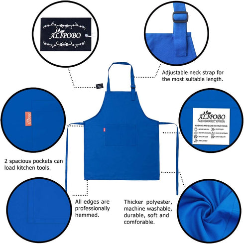 Kids Apron and Chef Hat Set, Children's Adjustable Bib Apron with 2 Pockets. Cute Boys Girls Kitchen Apron for Cooking, Baking, Painting, Training...