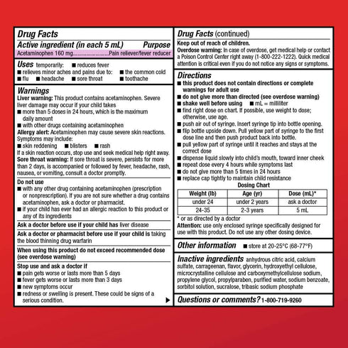Amazon Basic Care Infants' Pain & Fever, Acetaminophen 160 mg per 5 mL, Suspension Liquid, Dye-Free Grape Flavor, 2 fl oz (Pack of 1)...