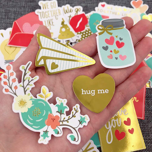 120pcs Scrapbook Stickers Cardstock Stickers Love Stickers Decorative Masking Stickers for Personalize Laptop Scrapbook Daily Planner and Crafts...