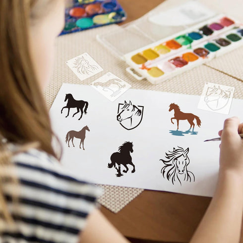 65 Pieces Horse Stencils for Painting on Wood, Horse Head Template Reusable Horse Drawing Animal Painting Stencil for DIY Crafts Scrapbooks Wood H...