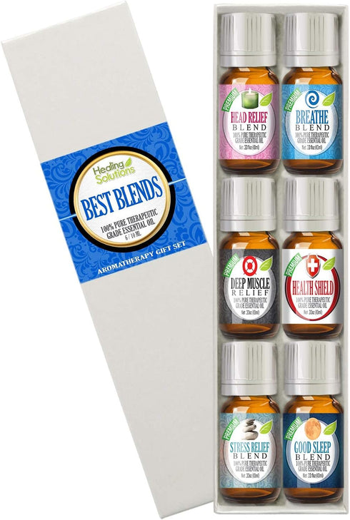 Healing Solutions - Best Blends Essential Oils Set (6x10ml) Pure for Gift Diffusers, Home - Essential Oils Wellness Set...