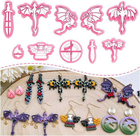Keoker Dragon Clay Cutters, Polymer Clay Cutters Dragon, Dragon Earring Clay Cutter, Polymer Clay Cutters for Jewelry Making....