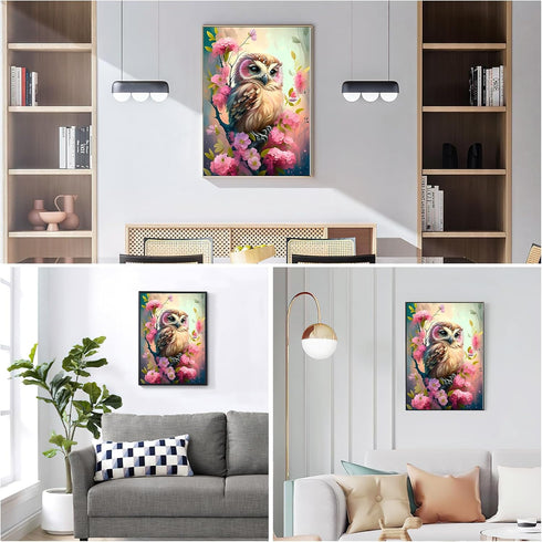 HEIBAGO Owl Diamond Painting Kits for Adults, 5D Animal Diamond Art Kit for Beginners, DIY Full Drill Flower Gem Art, Painting with Round Diamonds...