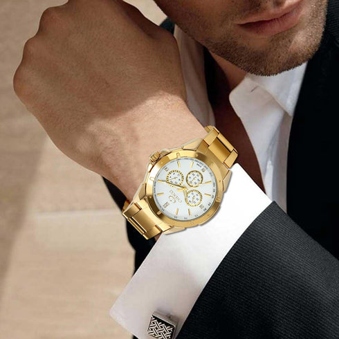 Avaner Men's Gold Watch Analog Quartz Rhinestone Wrist Watch with Stainless Steel Band for Halloween Costume...