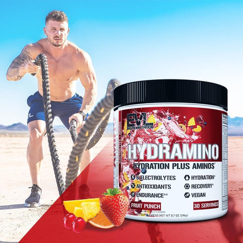 Evlution Nutrition HYDRAMINO Complete Hydration Multiplier, All 6 Electrolytes, Vitamin C & B, Fluid Boosting Aminos, Coconut Water, Endurance, Re...