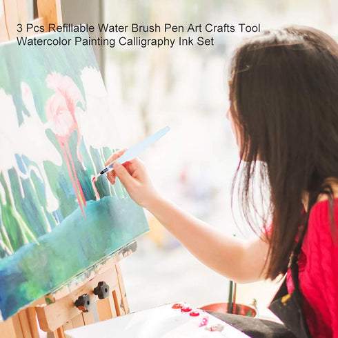 Refillable Water Brush Pen, 3Pcs/6Pcs Pilot Ink and Paint Art Pens Plus Fill Tool Watercolor Painting Calligraphy Art Crafts Set (3 Pcs Water Brus...