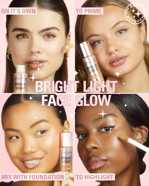 Revolution, Bright Light Face Glow, Lightweight & Brightening Multi-Use Skin Tint, Illuminating and Natural Glow Finish, Radiance Tan, 0.77 Fl. Oz...