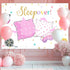 Mocsicka Sleepover Party Backdrop Sleepover Pajamas Pillow Fight Pink Girl Party Decorations Slumber Party Banner Photography Background Cake Tabl...
