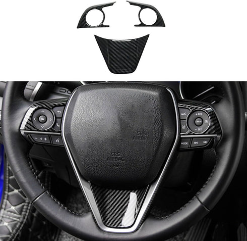 for 2018 2019 2020 2021 Toyota Camry ABS Accessories Steering Wheel Panel Cover Fit for Carmy Interior Trims Carbon Fibre...