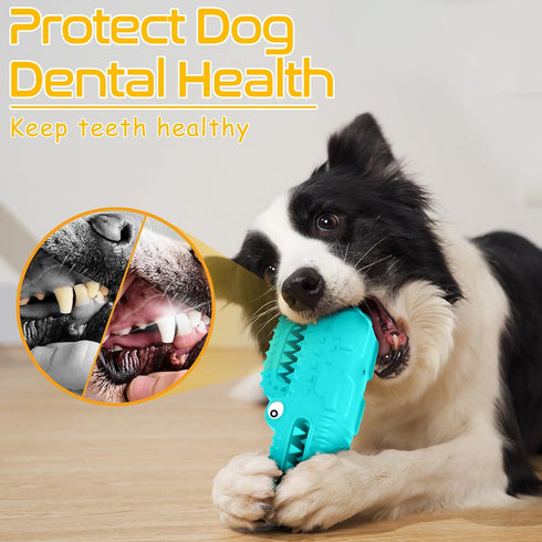 Dog Toys, Squeaky Indestructible Dog Chew Toys for Aggressive Chewers, Tough Alligator Rubber Teething Chew Dog Toys for Large Medium Small Dog...