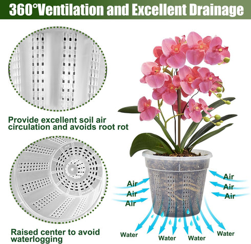 8 Pack Orchid Pot, 4.5in Orchid Pots with Holes, Orchid Pots for Repotting with Clips, Clear Plastic Plant Pot for Indoor Outdoor Plants?4.5in, 8 ...