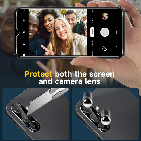 LYWHL for 3 Pack Samsung Galaxy A15 5G Screen Protector + 3 Pack Camera Lens Protector with Installation Frame, Case Friendly Tempered Glass Film,...