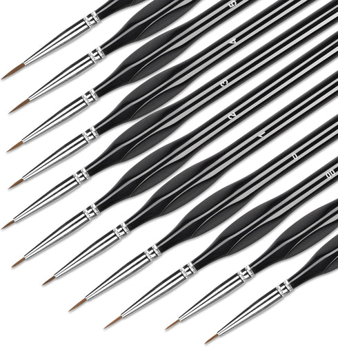 11 pcs Micro Detail Paint Brush Set,Miniature Painting Brushes,Miniature Painting Handle for Fine Detailing& Art Painting,Acrylic,Watercolor,Oil,M...