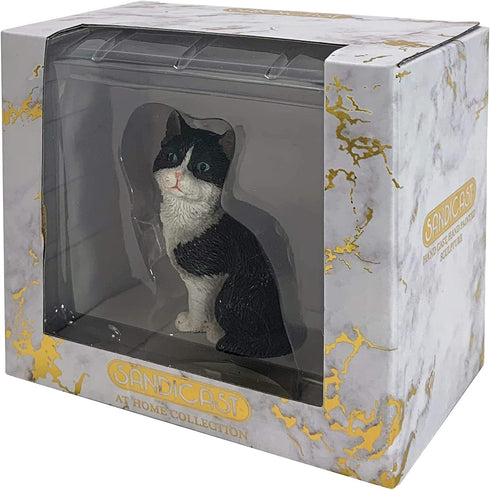 Sandicast SS30402 Small Size Tuxedo American Shorthair Cat Sculpture, Black/White...