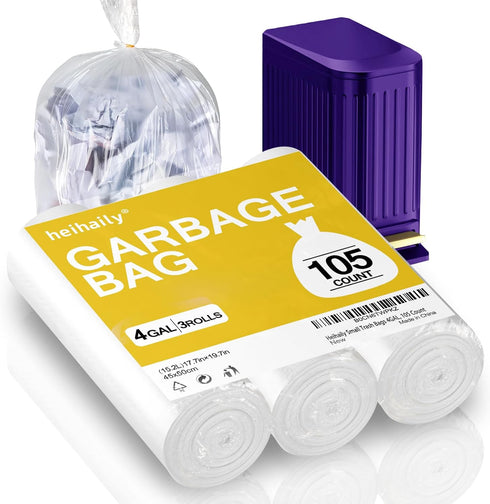 Small Trash Bags 4 Gallon Garbage Bags Bathroom Kitchen Office Clear Waste Basket Liners for Cat Litter, Paper Shredder Bags, 10L, 105 Count...
