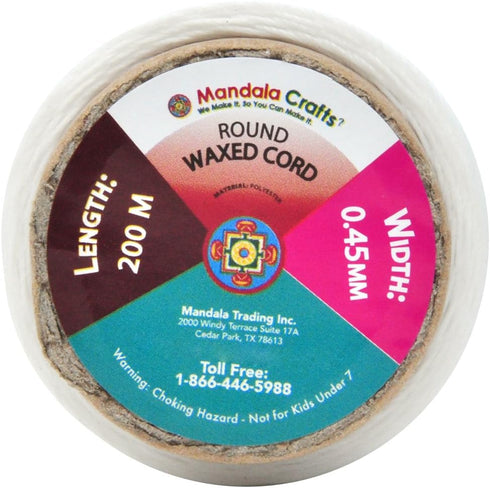 Mandala Crafts Royal Blue Round Waxed Thread for Leather Sewing - 219 Yds 200M 0.45mm Polyester Leather Thread String Waxed Cord for Leatherwork, ...