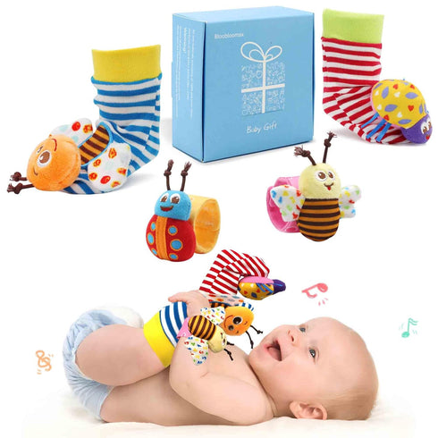 Bloobloomax Baby Rattles Toys for 0-12 Month, Infant Girl Boy Toys for Babies 3-6 Months, Newborn Hand & Foot Toys for 0 to 9 Months, Baby Shower ...