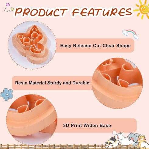 Puocaon Cat Polymer Clay Cutters - Embossing Animal Cutters Set, Cute Kitten Clay Cutters for Polymer Clay Jewelry Making Paw Cat Moon Dangle Set ...
