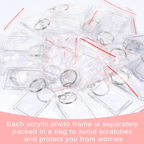 Yaomiao Acrylic Photo Frame Keychain Holder Photo Picture Insert Blank Keyring for DIY Craft...