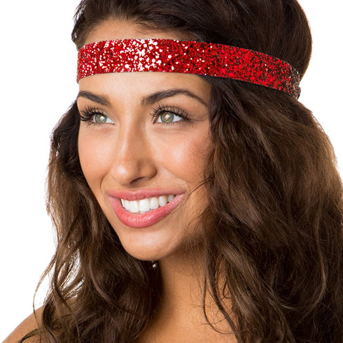 Hipsy Women's Adjustable NO SLIP Bling Glitter Headband Mixed Pack (Red 3pk)...