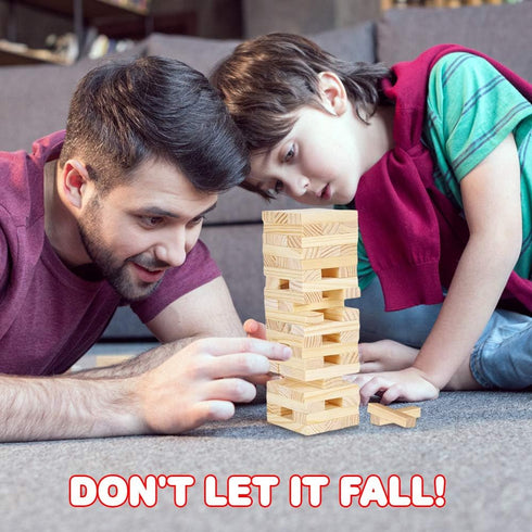 ArtCreativity Wooden Tower Game, Wood Tumbling Blocks Set with 54 Pieces, Fun Indoor Game Night Games for Kids, Adults & House Parties, Developmen...