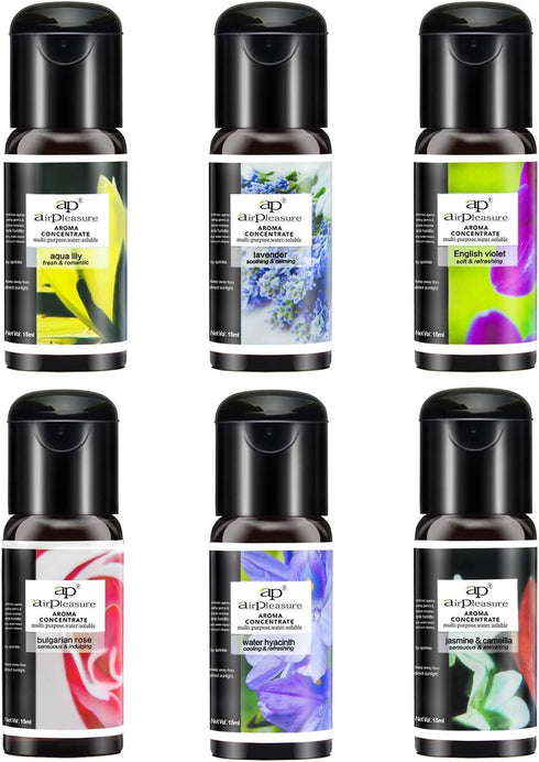 Blossom Essential Oils Set, 6x15ml Aromatherapy Oil Kit for Diffuser, Humidifier, Air Purifier- Aqua Lily, Water Hyacinth, Jasmine & Camellia, Eng...