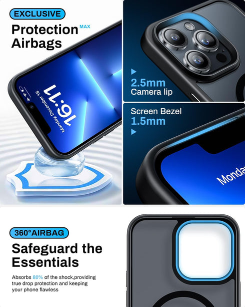 Strong Magnetic for iPhone 13 Pro Case, Compatible with MagSafe, Military-Grade Protection, Yellowing Resistant, Scratch-Resistant Back, Magnetic ...