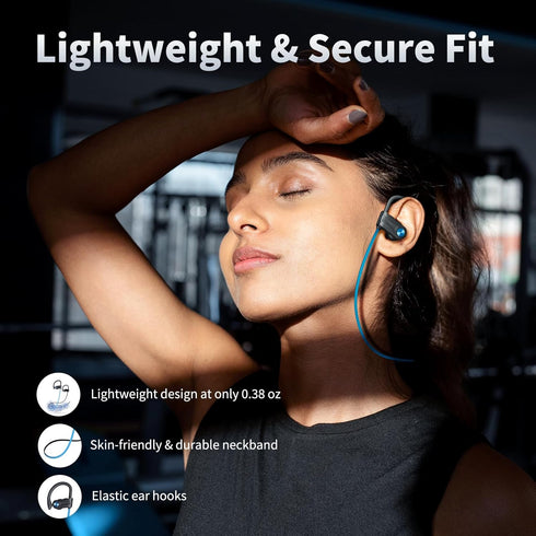 Wireless Headphones Bluetooth 5.3 Headphones with 16 Hours Playtime, Over-Ear Stereo Bass Earphones with Earhooks Headset, Sports Earbuds with Sto...
