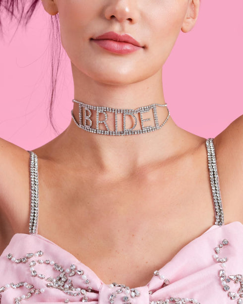 xo, Fetti Rhinestone Bride Choker Necklace, 10.5" | Bride To Be Jewelry, Choker Necklace Accessory, Bridesmaid Gift, Bridal Shower Decorations, We...