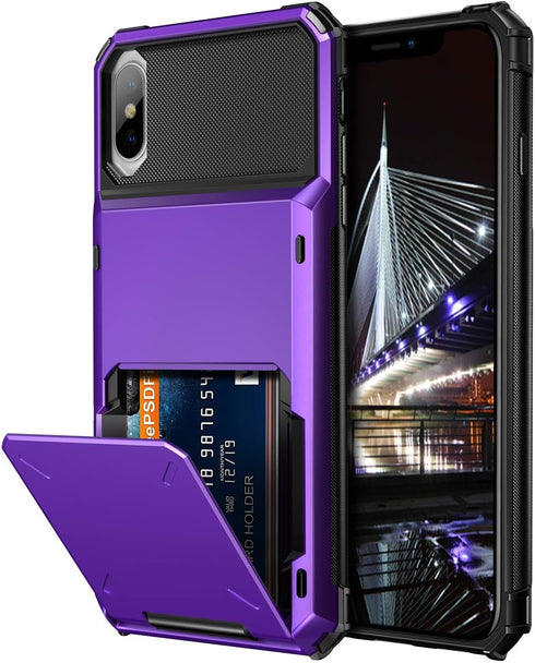 Vofolen Case for iPhone Xs Max Case Wallet ID Slot Credit Card Holder Scratch Resistant Dual Layer Protective Bumper Rugged TPU Rubber Armor Hard ...