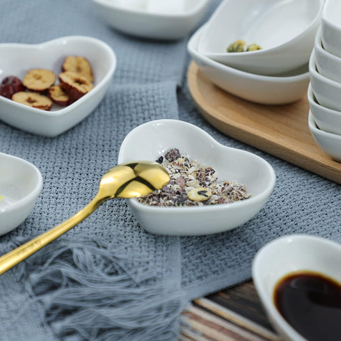 Heart-shaped Multipurpose Ceramic Sauce Dish Seasoning Dishes Sushi Dipping Bowl Appetizer Plates Serving Dish Saucers Bowl(Set of 4)...