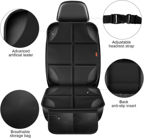 Car Seat Protector 1 Pack Car Seat Cushion Mat Thickest Padding,Waterproof 600D Fabric Car Seat Covers for Non-Slip Backing Mesh Pockets for Baby ...