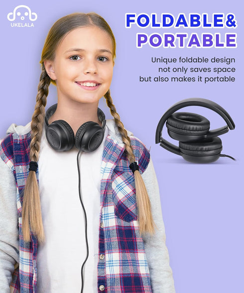 C3 Kids Headphones Wired, On-Ear Wired Headphones for Boys Girls with 3.5mm Jack, Foldable, Adjustable Headband, Child Headphones for School Home ...