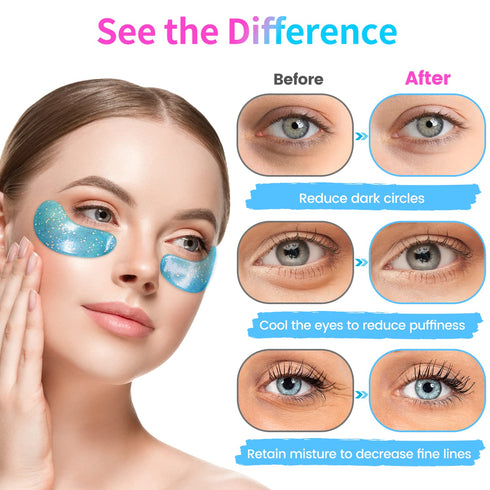 Under Eye Gels (24 Pairs) - Under Eye Mask for Wrinkles, Puffy Eyes, Dark Circles, Eye Bags, Natural Collagen Eye Gels Pads, Under Eye Mask Patche...