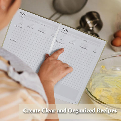 Blank Recipe Book to Write in Your Own Recipes, 8.5" x 11" Recipe Book Hold 140 Recipes (Oat)...