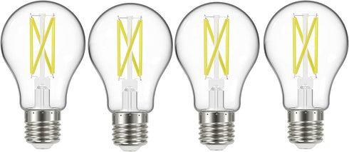 Satco S12437 A19 LED 4-Bulb Value Pack, 75W Replacement, 3000K, Clear...