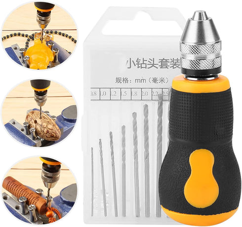 Mini Hand Drill Set, Small Hand Drill with 10Pcs Bits, Portable Micro Drill Tool Nonslip Handle for Art Craft Collection, Manual Hand Drill Set Pr...
