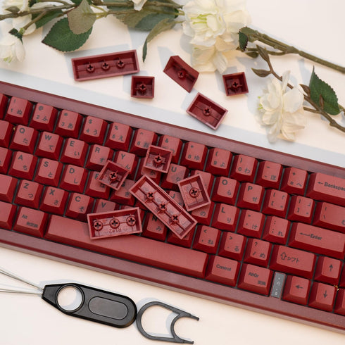140 Keys PBT Japanese Keycaps Cherry Profile Key Caps DYE-Sub Red Keycaps Minimalist Style Customized Keycaps Set Compatible with Cherry MX Switch...